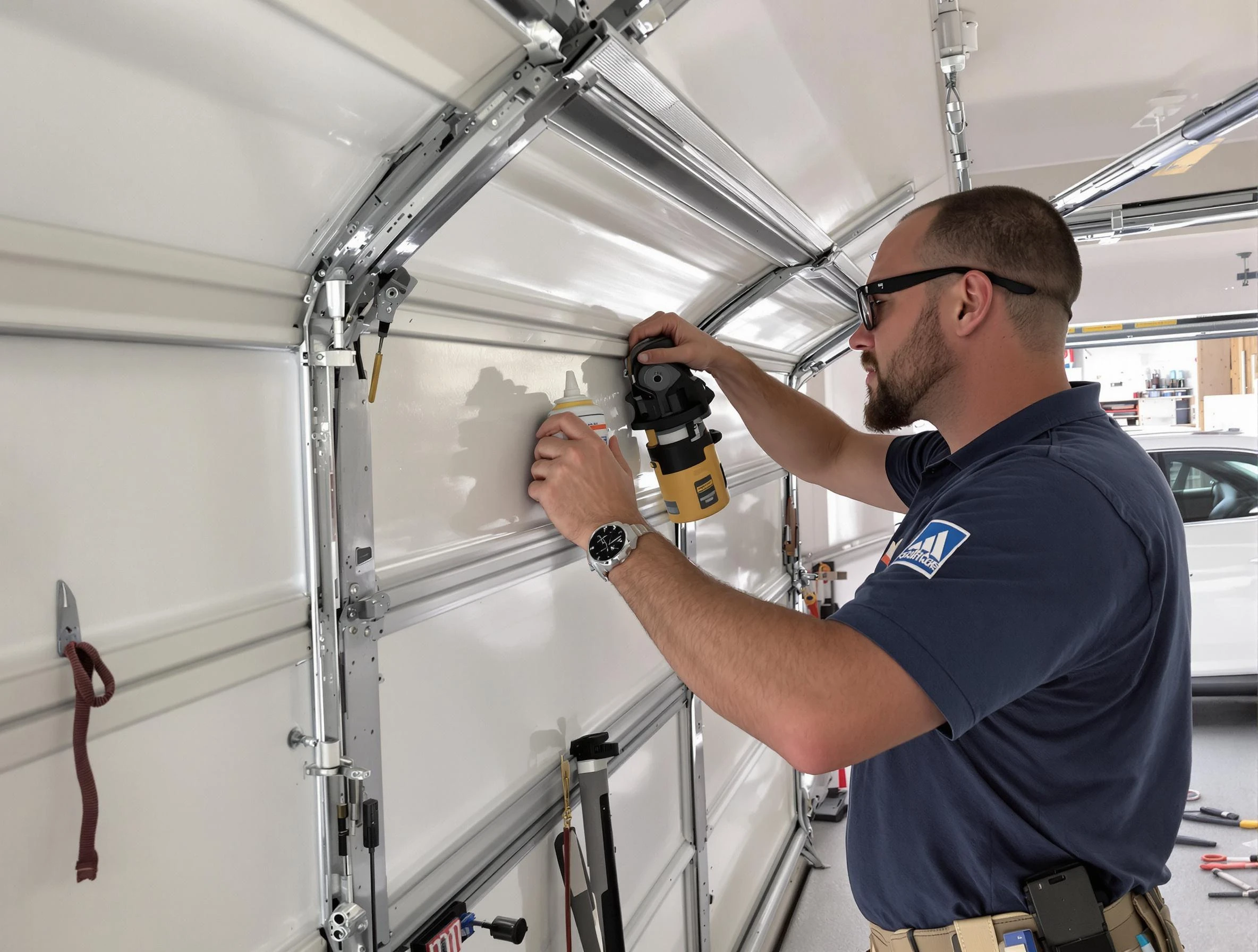Hillsborough Garage Door Repair technician quieting a noisy garage door in Hillsborough